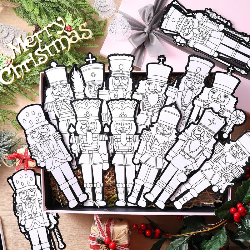 Simgoing 40Pcs Christmas Fuzzy Velvet Coloring Posters Christmas Crafts DIY Project Xmas Fuzzy Felt Coloring Arts Xmas Snowman Gingerbread Posters for Family Craft Gifts Party Favor(Nutcracker) - Image 2